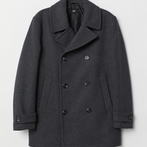 Dark Grey H&M Thick Twill Peacoat - Picture 1 of 5